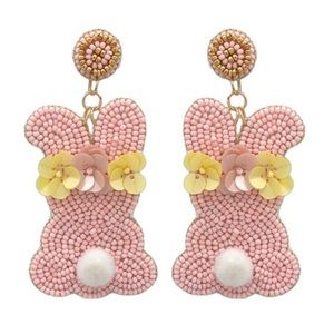 Easter earrings viola bunny‎ seed bead boutique item